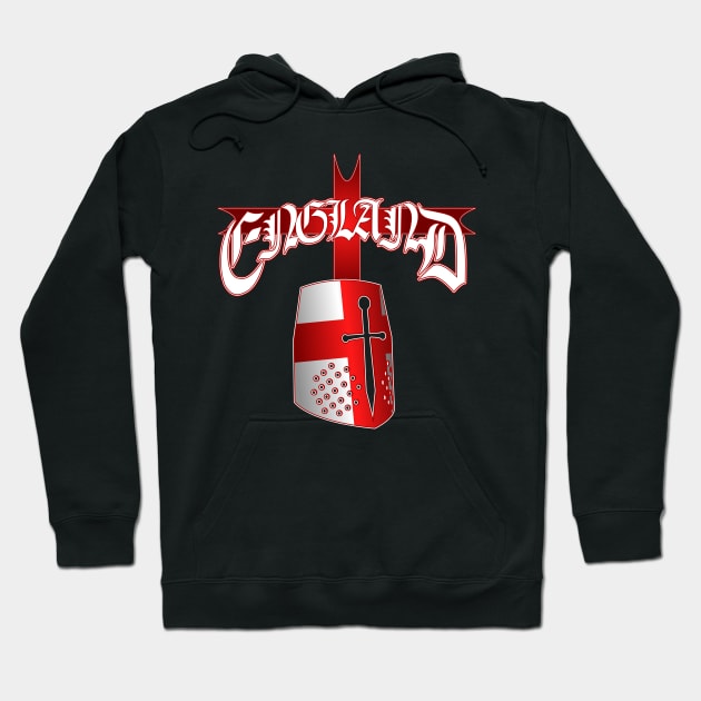 England St George Knight Helmet UK - cross flag Hoodie by Kev Brett Designs